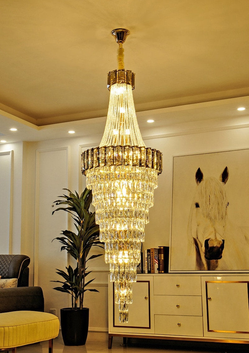 Saint-Auban | Luxury Elegant Crystal Chandelier For Stairway, Smoke Grey, Dia23.6"By Miron Demid LLC