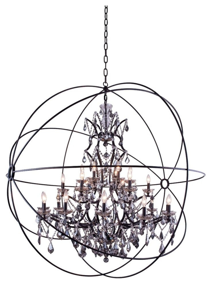 Geneva Collection Pendent Lamp,  Shade,, Silver Shade Shade, Dark BronzeBy Elegant Furniture & Lighting
