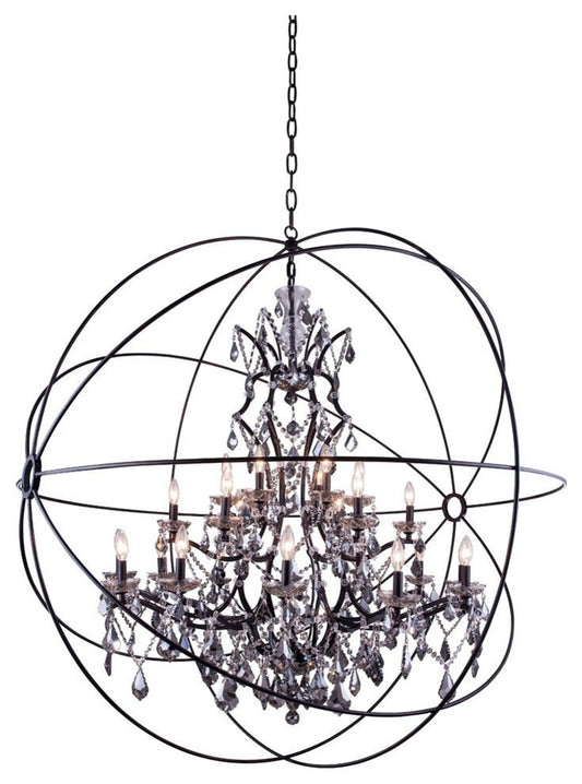 Geneva Collection Pendent Lamp,  Shade,, Silver Shade Shade, Dark BronzeBy Elegant Furniture & Lighting