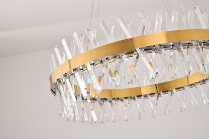 32" Dimmable Gold LED Chandelier With Clear CrystalsBy Design Living