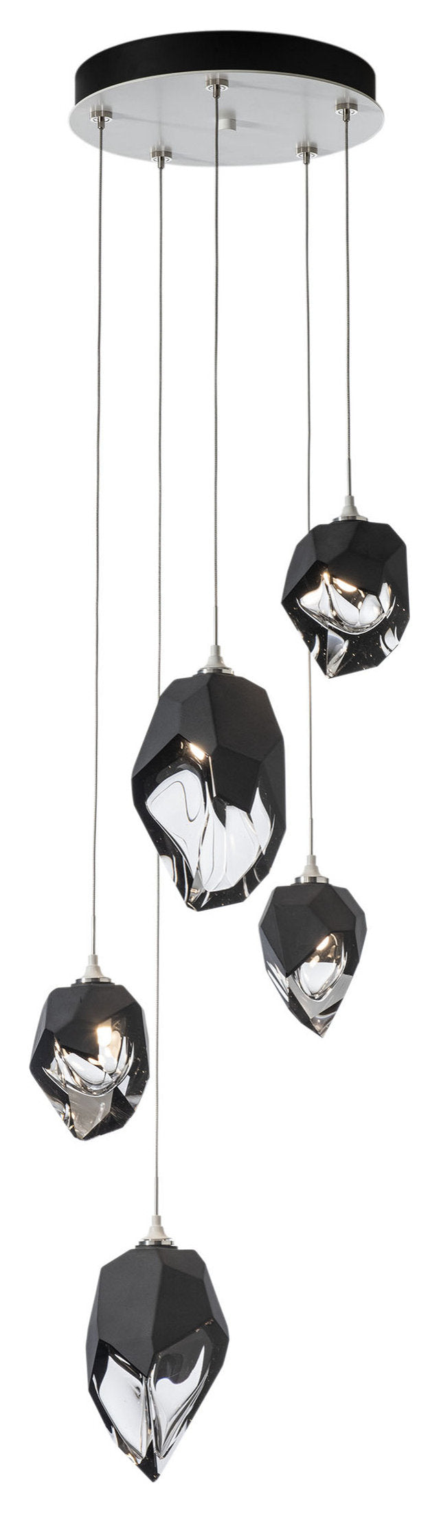 Chrysalis 5-Light Mixed Crystal Pendant White Finish- Long, Black CrystalBy Hubbardton Forge
