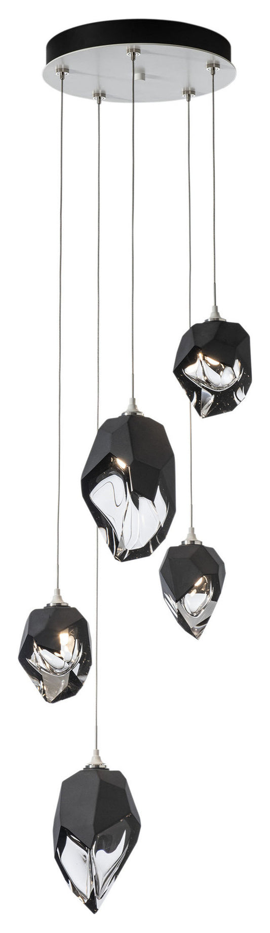 Chrysalis 5-Light Mixed Crystal Pendant White Finish- Long, Black CrystalBy Hubbardton Forge