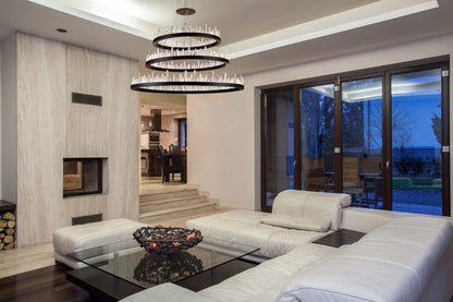 Elegant Lighting 1705G3L Malta 3 Light 42"W LED Crystal Ring - Satin Dark GreyBy Elegant Furniture & Lighting
