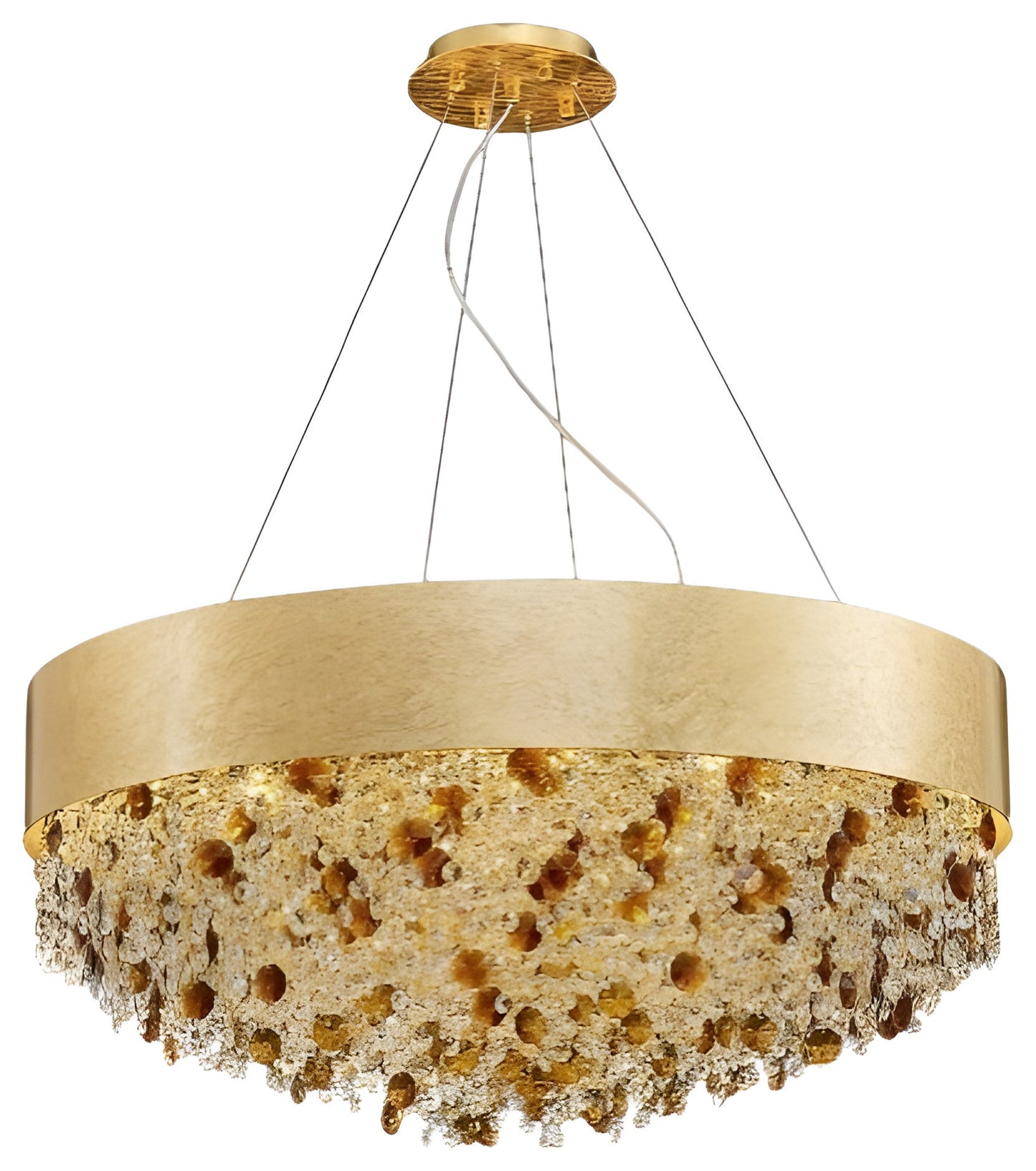 Zeme | Creative Luxury Round Gold Colored Crystal Chandelier, Dia31.5"By Miron Demid LLC