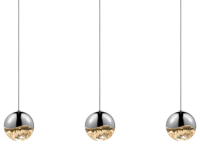 Sonneman Grapes 3 Light Rectangle Large LED Pendant, ChromeBy SONNEMAN - A Way of Light