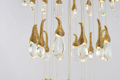60-Light Antique Brass Metal Chandelier With Clear CrystalsBy Design Living