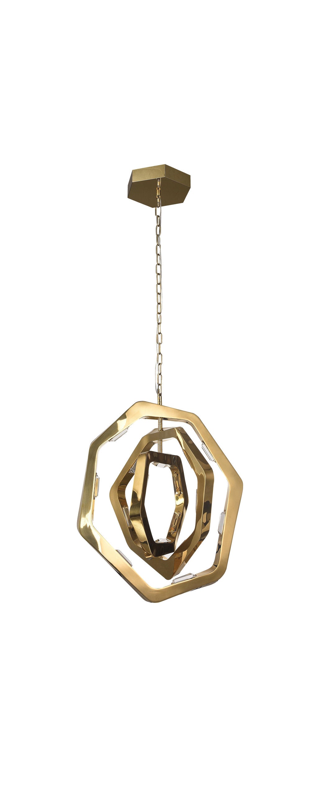 Gold Geometric Triple Ring LED Chandelier With Crystal AccentsBy Design Living