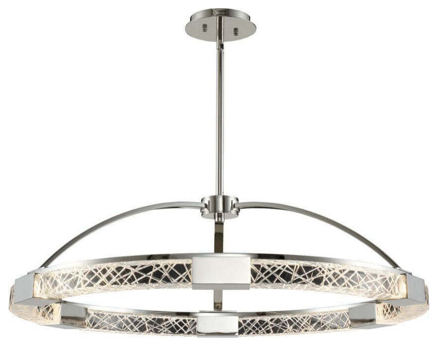 Allegri Athena 32" LED Pendant, Polished Nickel With Firenze CrystalBy Allegri Crystal by Kalco Lighting