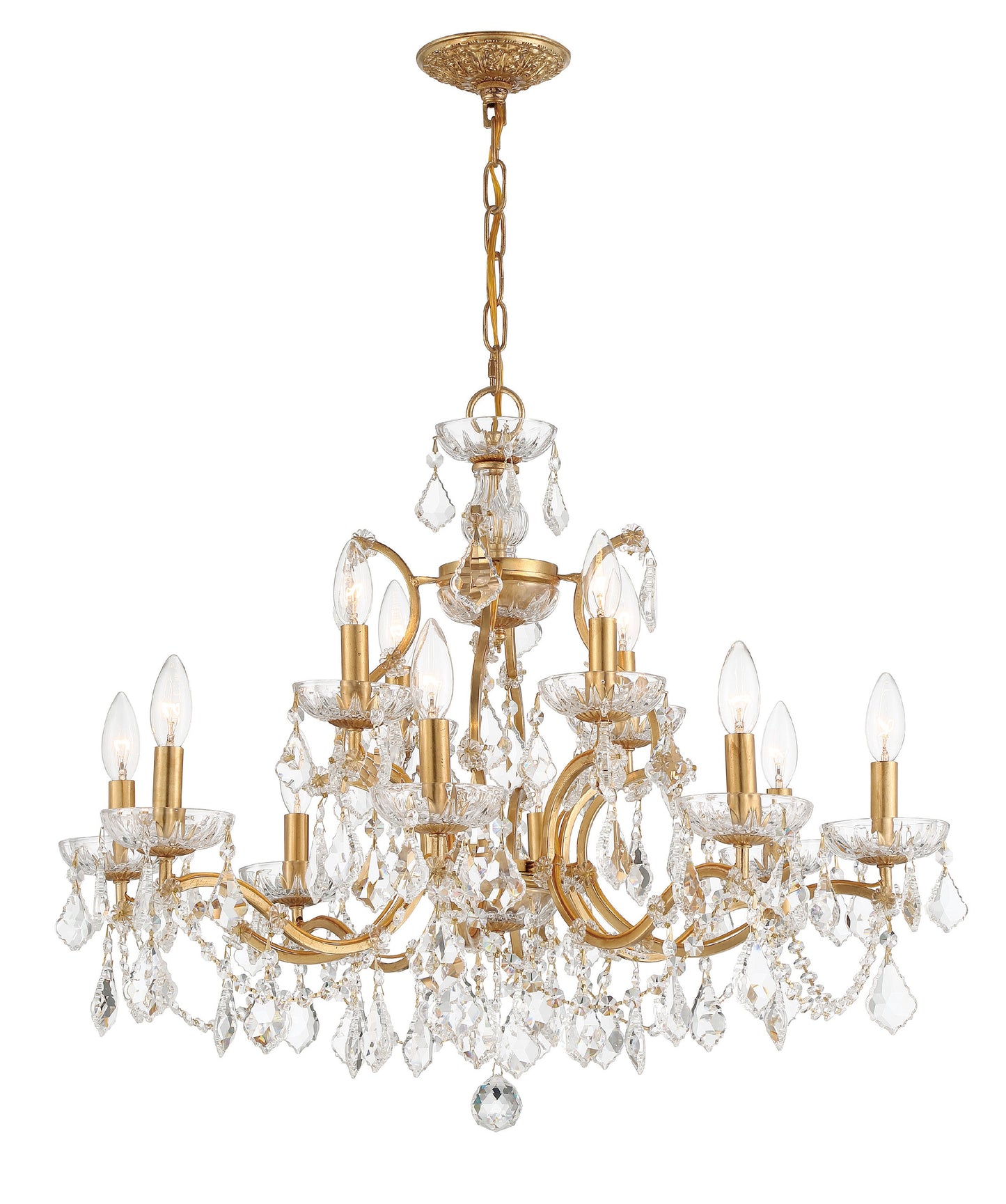 Filmore 12-Light Swarovski Strass Crystal Antique Gold ChandelierBy Crystorama Lighting