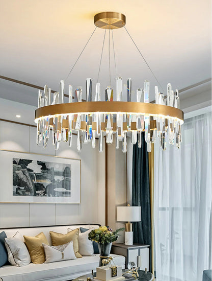 Jodoigne | Round Gold Crystal Chandelier for Dining Room, Dia39"By Miron Demid LLC