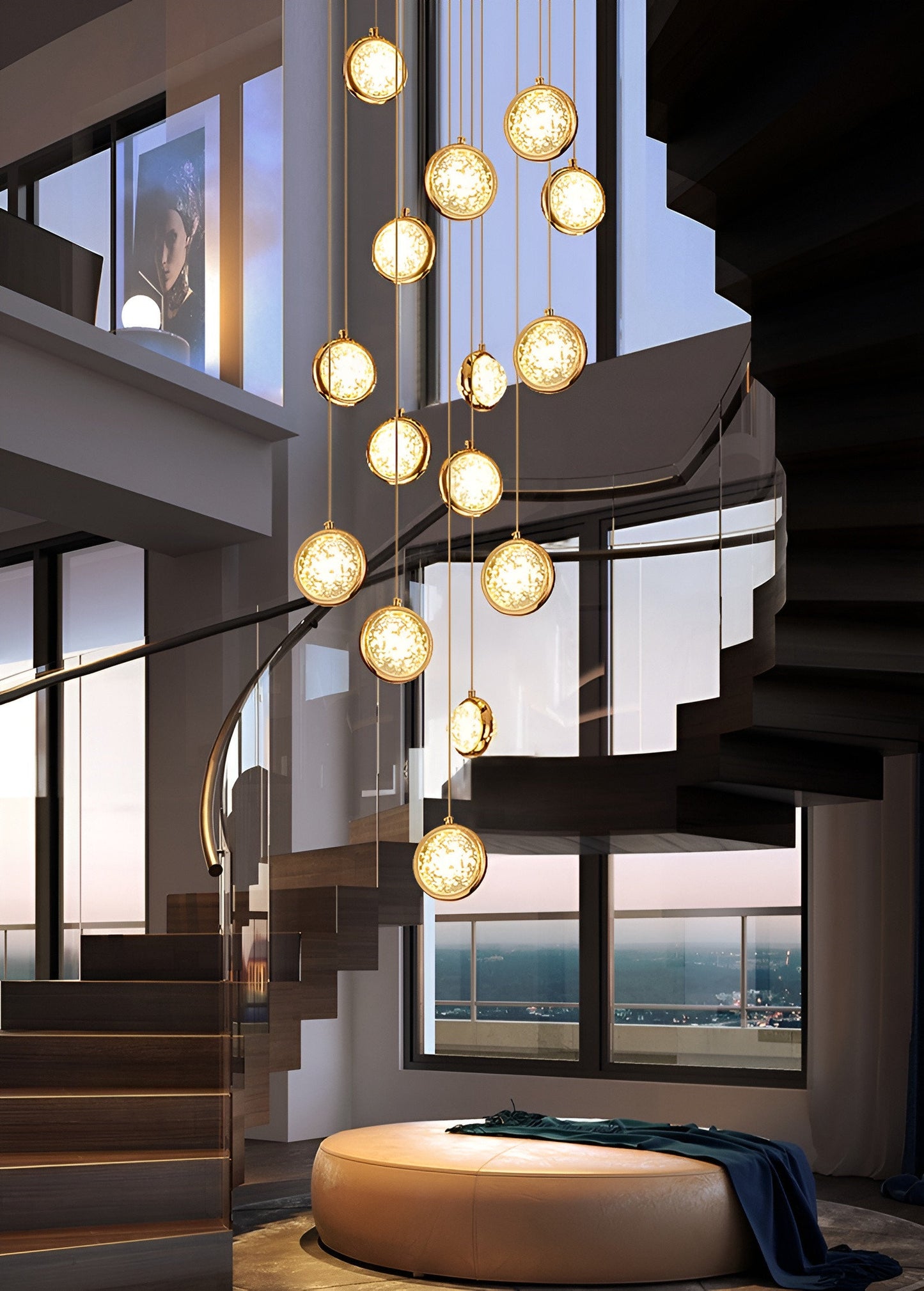Corniglia | Staircase Crystal Chandelier, 15 LightsBy Miron Demid LLC