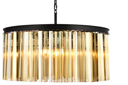 Elegant Lighting 1208D31-GT/RC Sydney 8 Light 32"W Crystal Drum - Matte BlackBy Elegant Furniture & Lighting