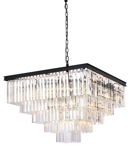 Elegant Lighting 1201S34 Sydney 21 Light 34"W Crystal Waterfall - Matte BlackBy Elegant Furniture & Lighting