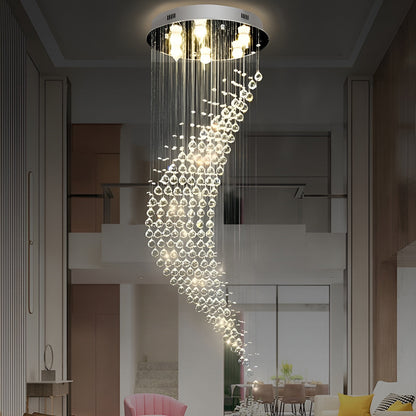 La Turbie | Duplex Spiral Moon Staircase Crystal Chandelier, 31.5"By Miron Demid LLC