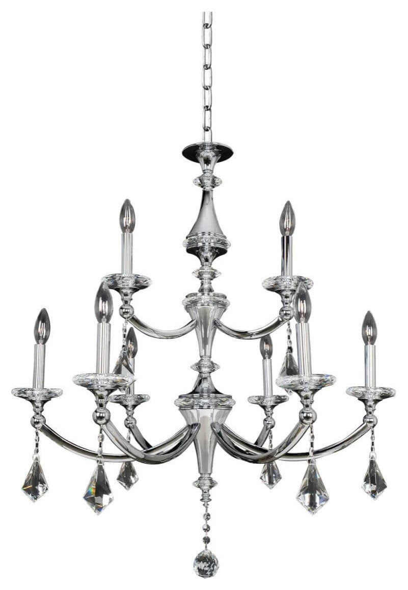 Allegri Floridia Chandelier, Chrome With Firenze Clear Crystal, Chrome, 31.00By Allegri Crystal by Kalco Lighting