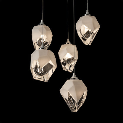 Chrysalis 5-Light Small Crystal Pendant White Finish- Long, White CrystalBy Hubbardton Forge