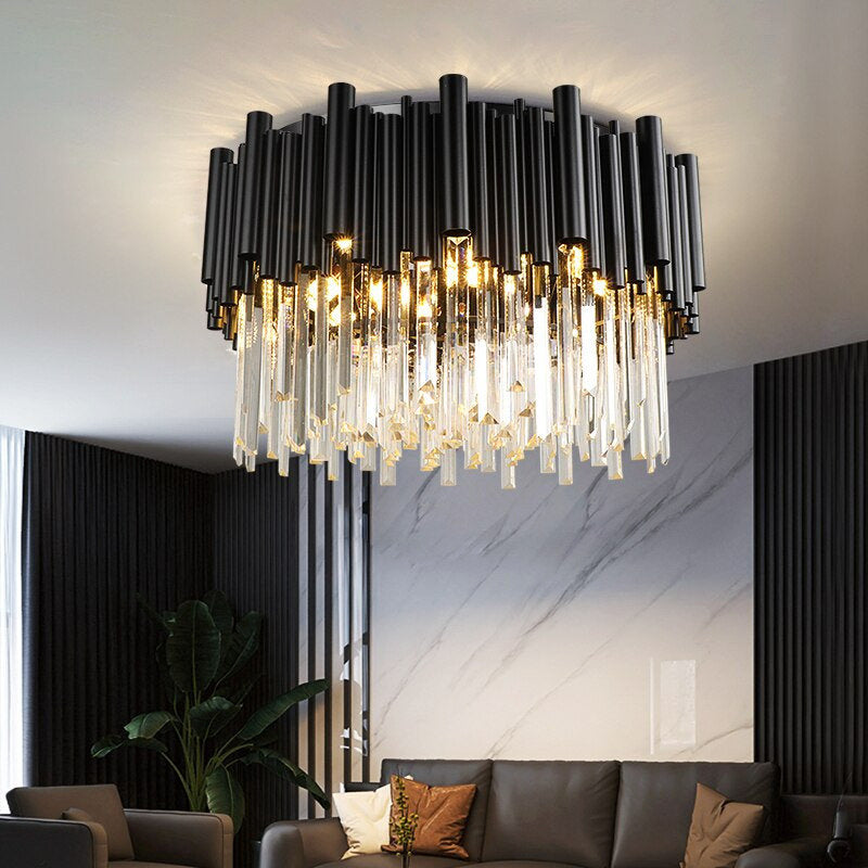 Vigo Flush Mount Crystal Chandelier, Diameter 32"By MORSALE