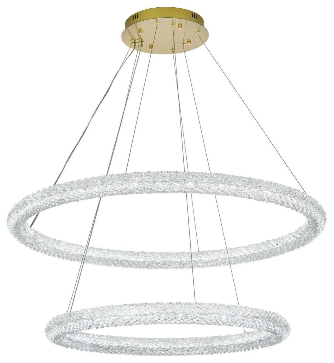 Bowen 2 Light Chandelier, Satin GoldBy Elegant Furniture & Lighting