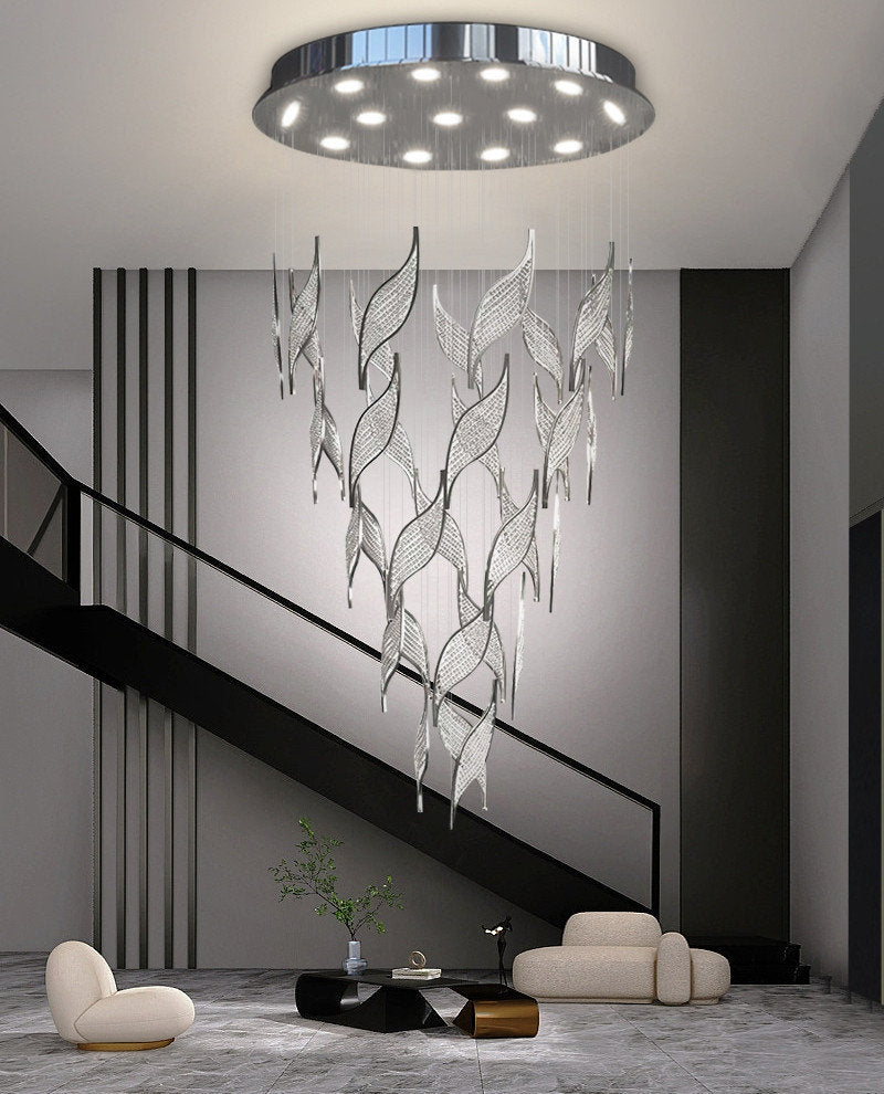 Framura | Creative Charming LED Crystal Chandelier, Chrome, Dia31.5xh78.7", Warm Light, DimmableBy Miron Demid LLC