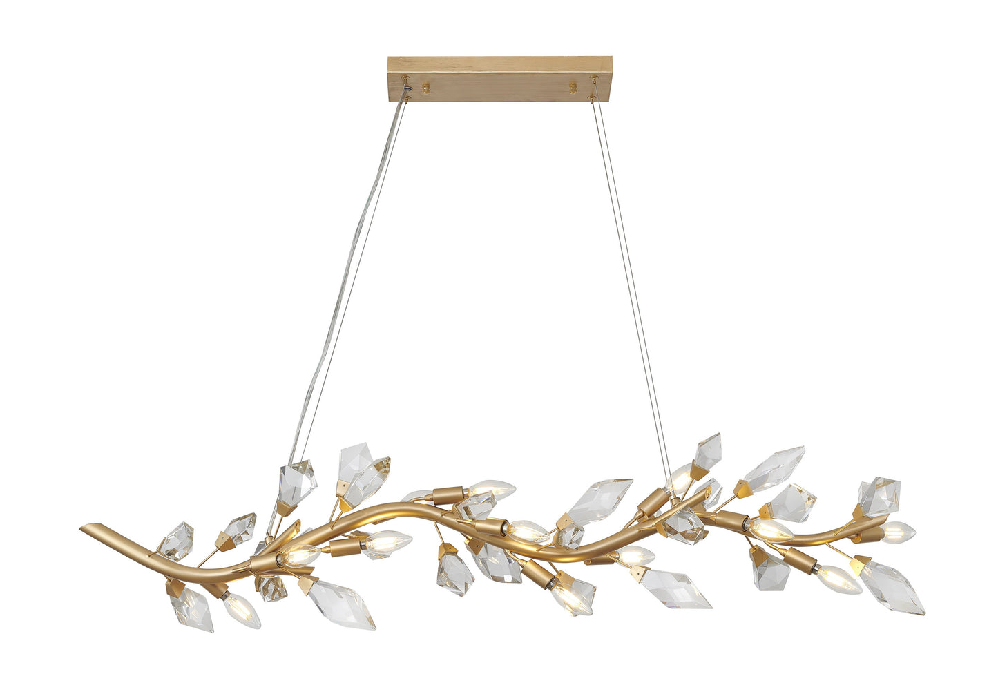 12-Light Gold Branch Chandelier With Clear Crystal PetalsBy Design Living