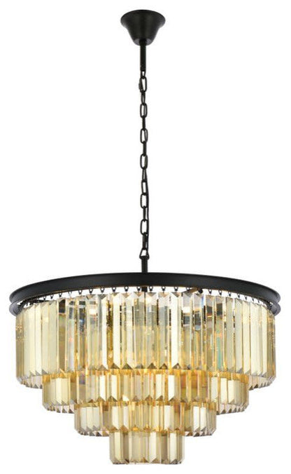 Elegant Lighting 1231D32-GT/RC Sydney 17 Light 32"W Crystal - Matte BlackBy Elegant Furniture & Lighting