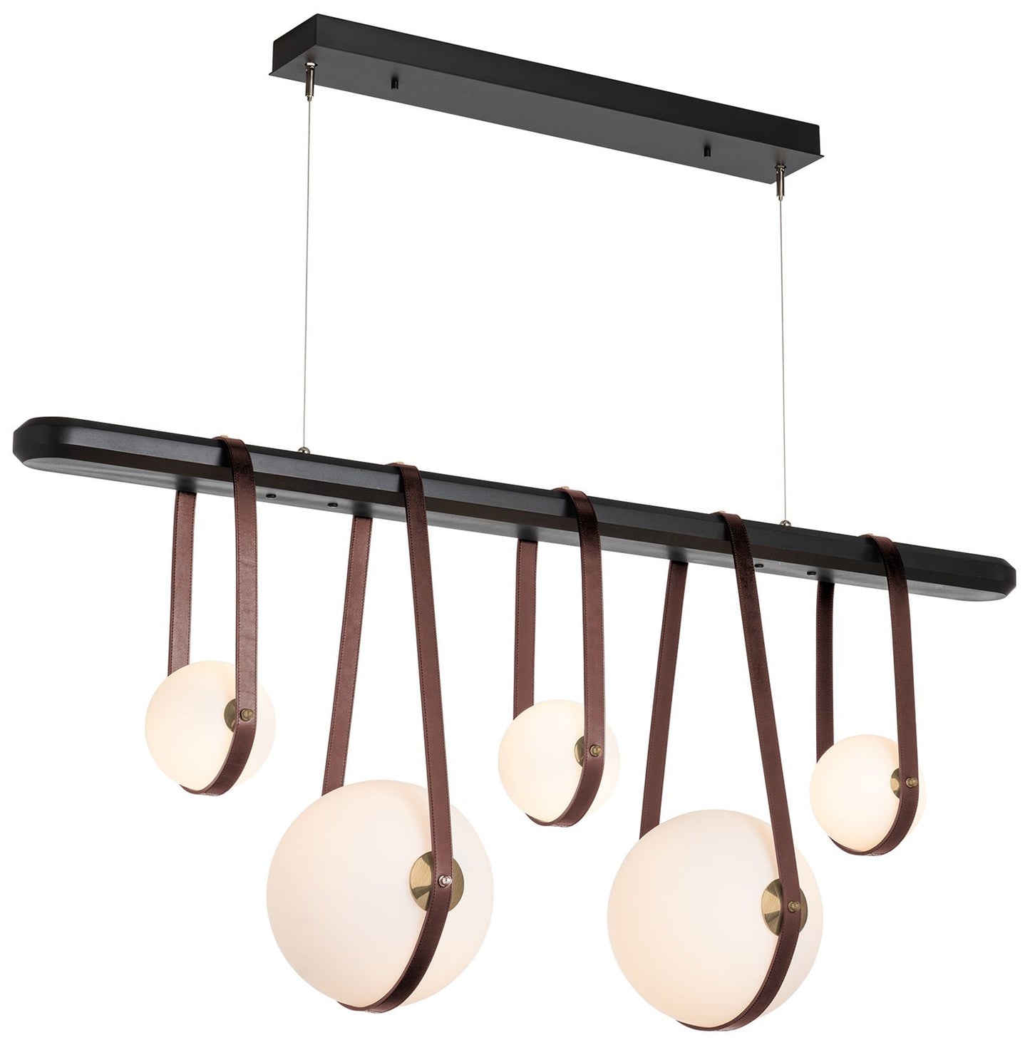 Derby Linear 5-Light LED Pendant - Brass - Brown - Black - Opal - Standard