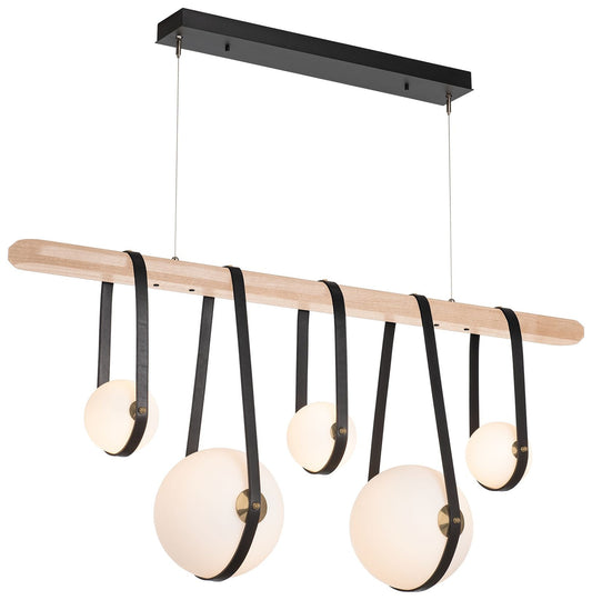 Derby Linear 5-Light LED Pendant - Nickel - Black - Maple - Opal - Standard