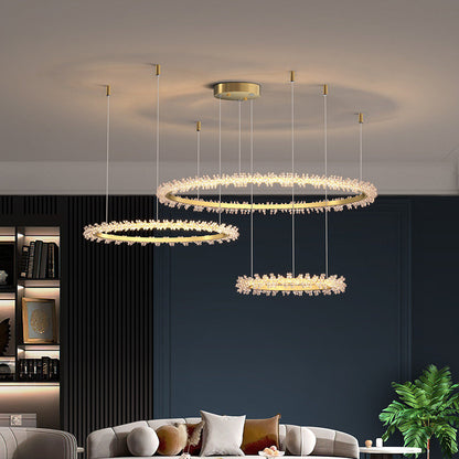Versoix | Creative Crystal LED Pendant Light in the Shape of Rings, Dia15.7+23.6+31.5", Remote DimmingBy Miron Demid LLC
