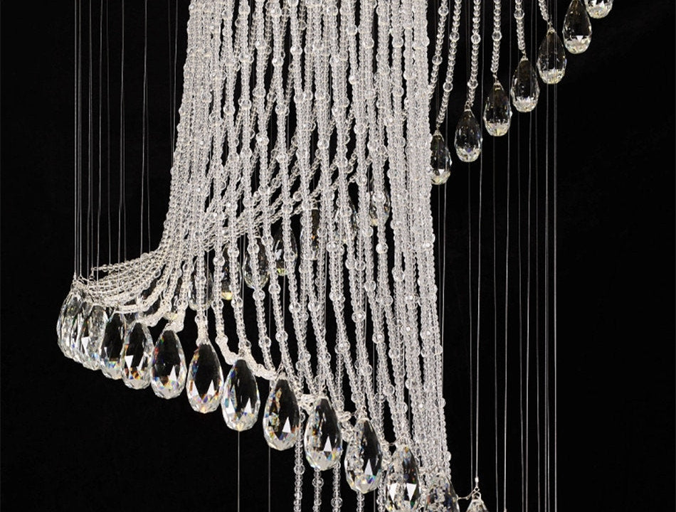 Mougins | Сhic Spiral Crystal Ceiling Led Chandelier, 23.6"By Miron Demid LLC
