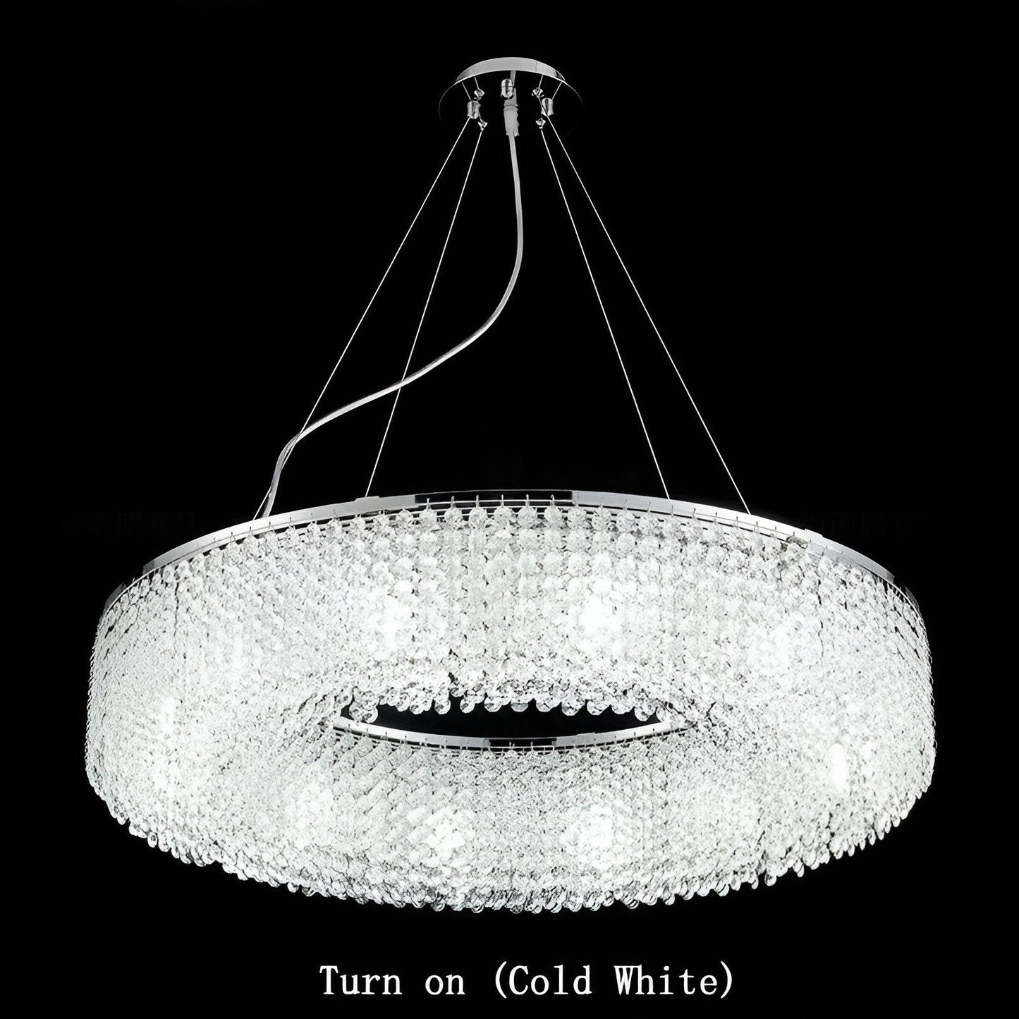 Algund | Round Gold/Chrome Simple LED Crystal Chandelier For Living Room, Dia39.4"By Miron Demid LLC