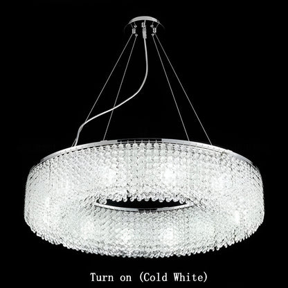 Algund | Round Gold/Chrome Simple LED Crystal Chandelier For Living Room, Dia39.4"By Miron Demid LLC