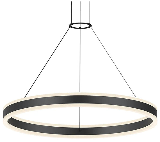 Double Corona 31.25" Wide 2-Light Satin Black LED Pendant