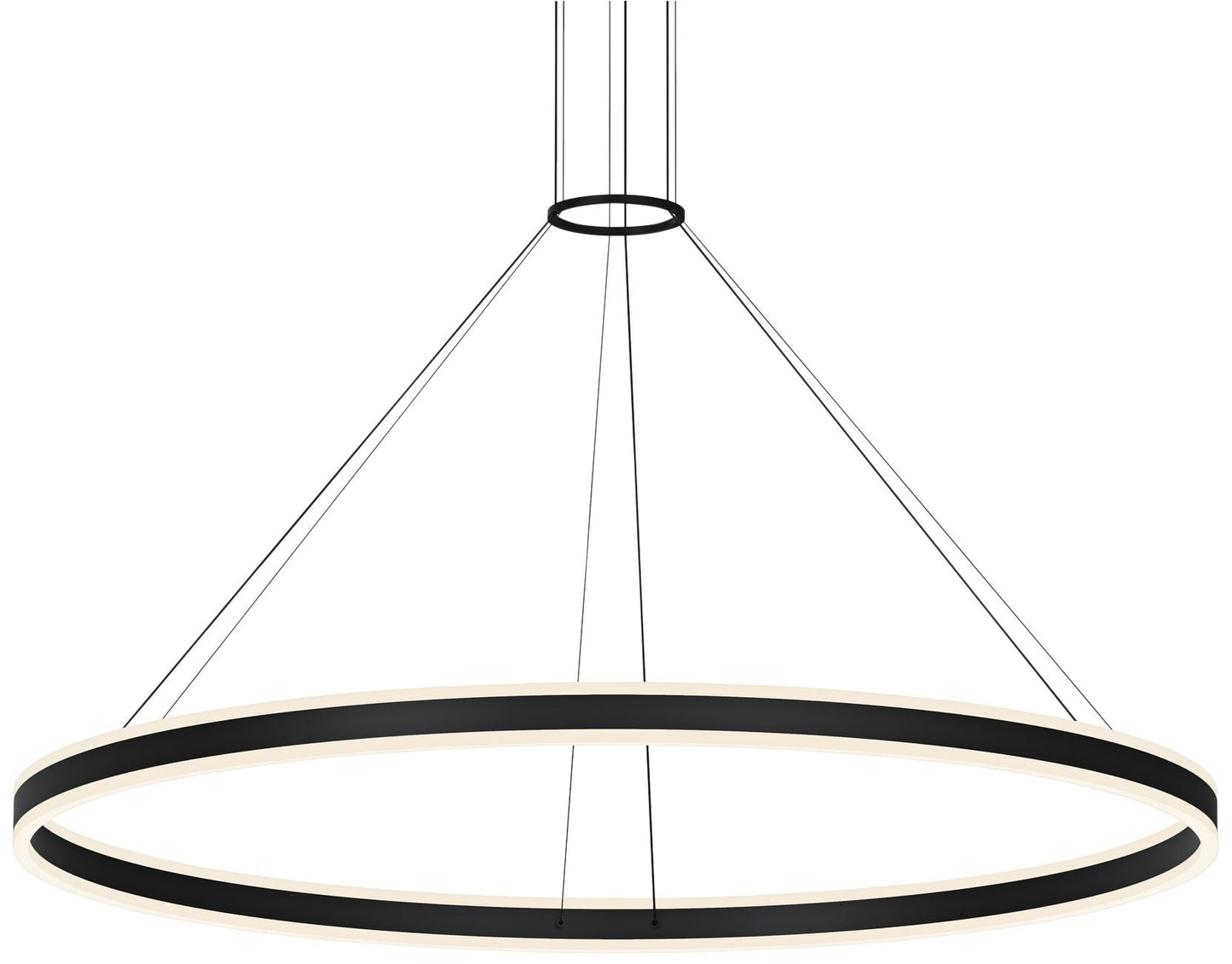Double Corona 60" Wide Satin Black 2-Light LED Pendant