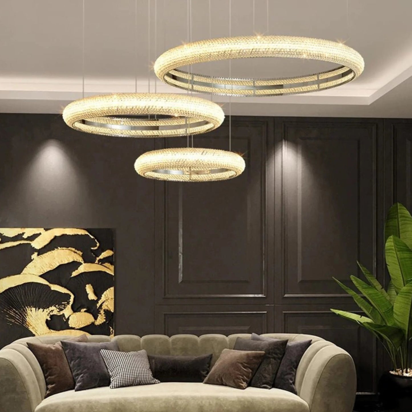 Bern | Chrome Ring Crystal Chandelier for Dining Room, 1 Layer LargeBy Miron Demid LLC
