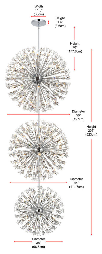 Elegant Lighting 48" Three Tiers Crystal Starburst ChandelierBy Elegant Furniture & Lighting