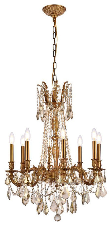 Elegant Lighting 9208D24-GT/RC Rosalia 8 Light 24"W Crystal - French GoldBy Elegant Furniture & Lighting