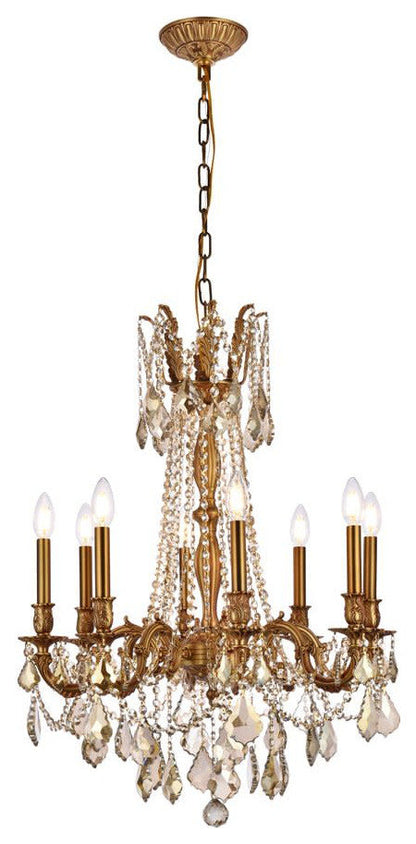 Elegant Lighting 9208D24-GT/RC Rosalia 8 Light 24"W Crystal - French GoldBy Elegant Furniture & Lighting