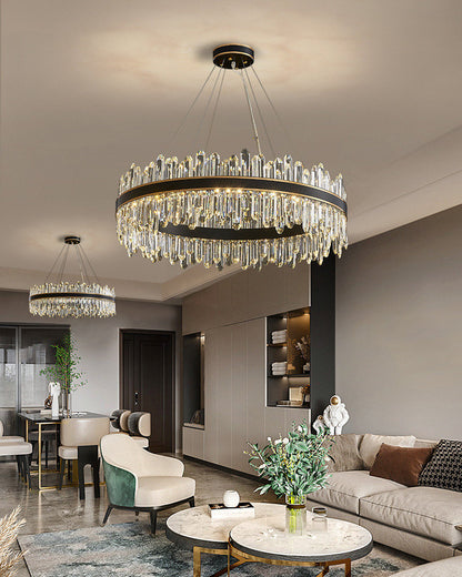 Ingria | Modern Ring LED Crystal Chandelier for Living Room, Dining Room, Dia31.4"By Miron Demid LLC