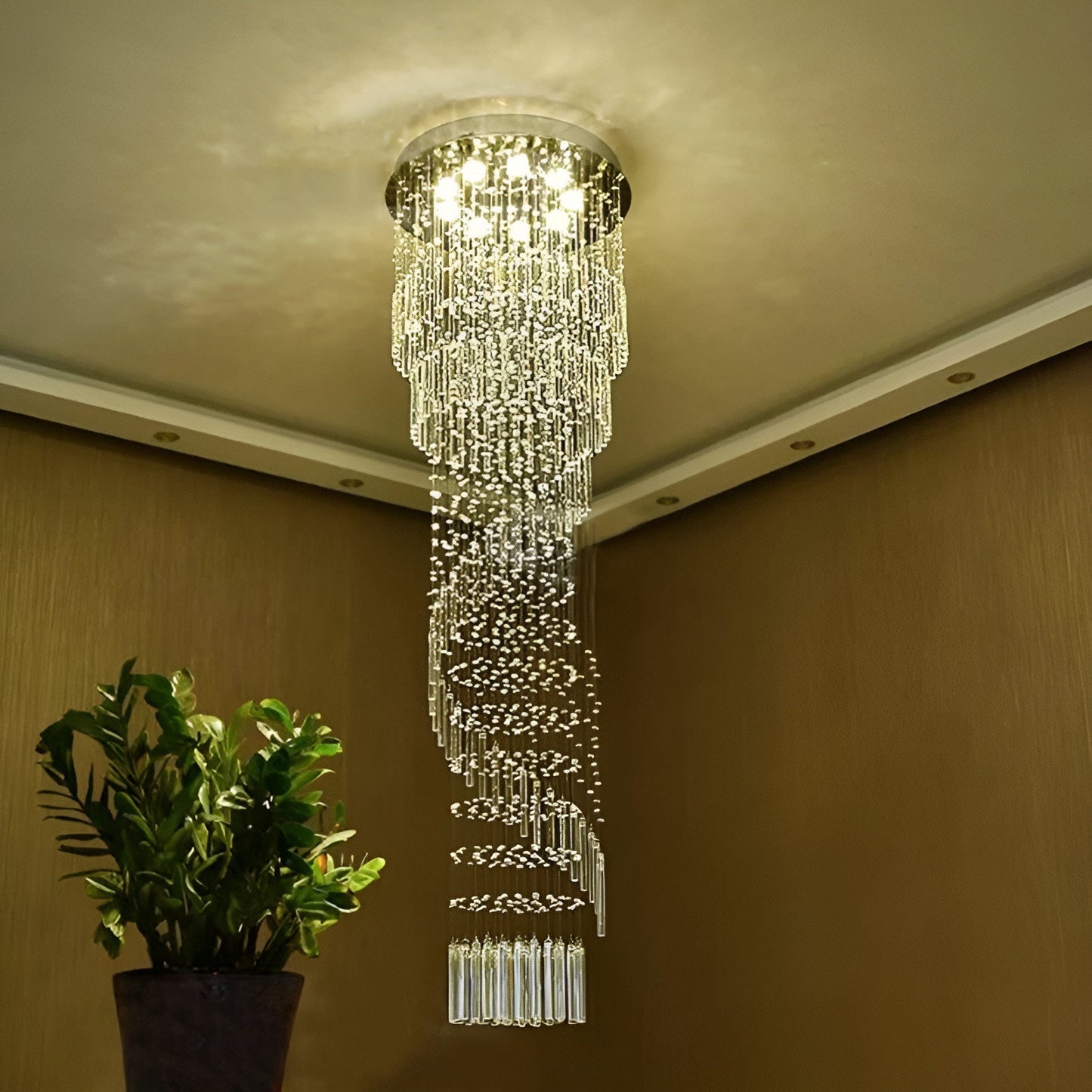 Levens | Exquisite Modern Flush Mount Crystal Chandelier, Dia31.5xh118.11" / Dia80xh300cm, Warm LightBy Miron Demid LLC