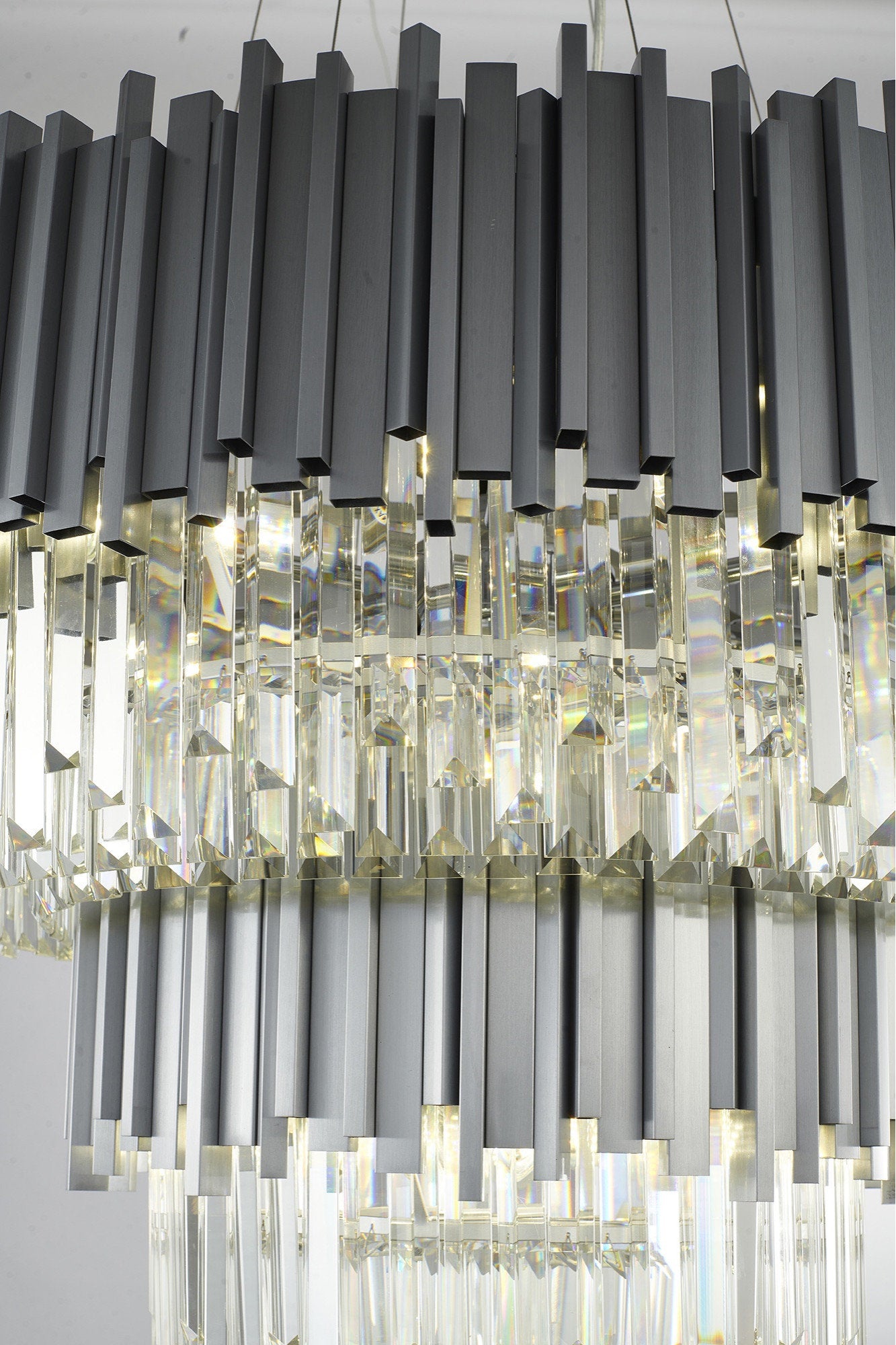 12-Light D30" Stainless Steel Chandelier with Clear Hanging CrystalsBy Design Living