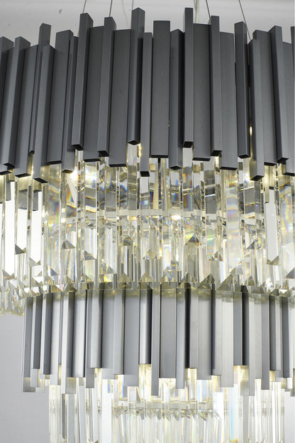 12-Light D30" Stainless Steel Chandelier with Clear Hanging CrystalsBy Design Living