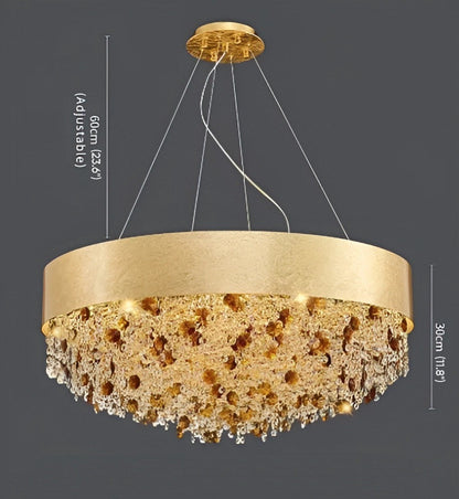 Zeme | Creative Luxury Round Gold Colored Crystal Chandelier, Dia31.5"By Miron Demid LLC