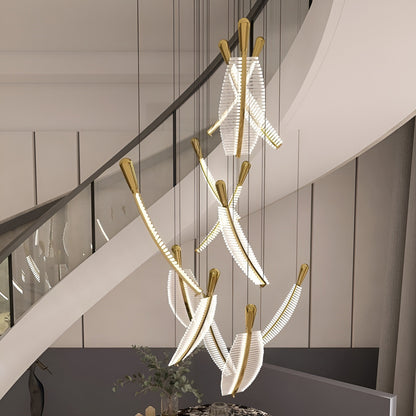 Cagnes-sur-Mer | Crystal Gold Leaves Pendant Chandelier, 6 LeavesBy Miron Demid LLC
