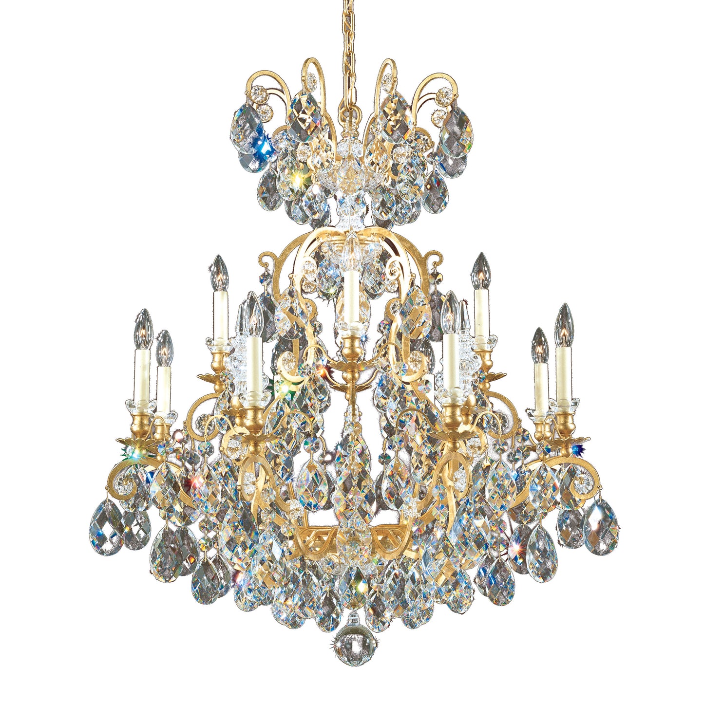 Schonbek 3772-22S 13 Light Crystal Chandelier, Heirloom GoldBy Schonbek