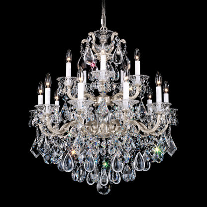 La Scala 15-Light Chandelier in Antique Silver With Clear Heritage CrystalBy Schonbek