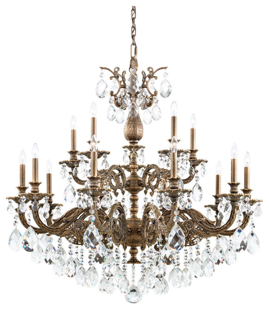 Milano 15-Light Chandelier in Etruscan Gold With Clear Optic CrystalBy Schonbek