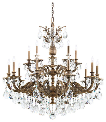 Milano 15-Light Chandelier in Etruscan Gold With Clear Optic CrystalBy Schonbek