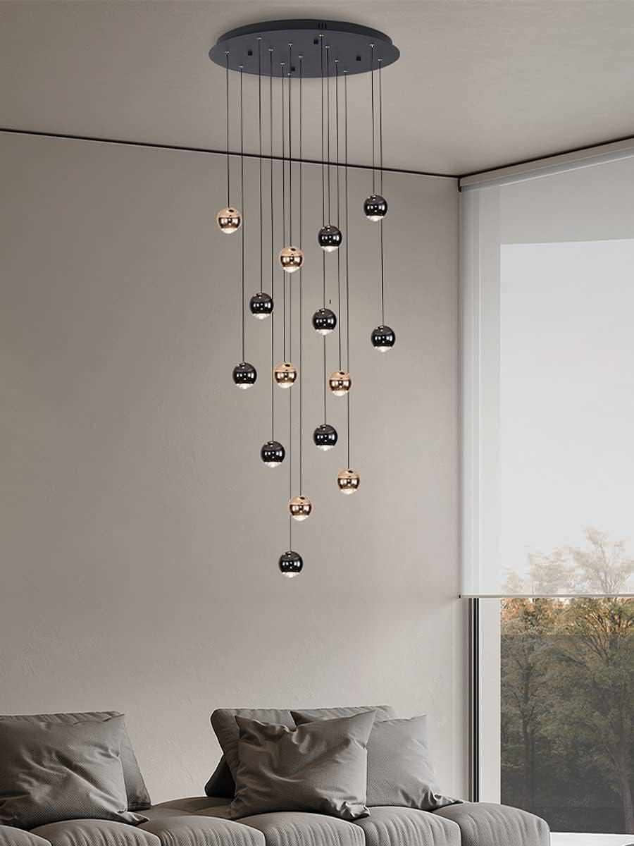 MIRODEMI? Laigueglia | Crystal LED Chandelier with Hanging Balls, Gold, 36 Lights, Cool Light, Non-DimmableBy Miron Demid LLC