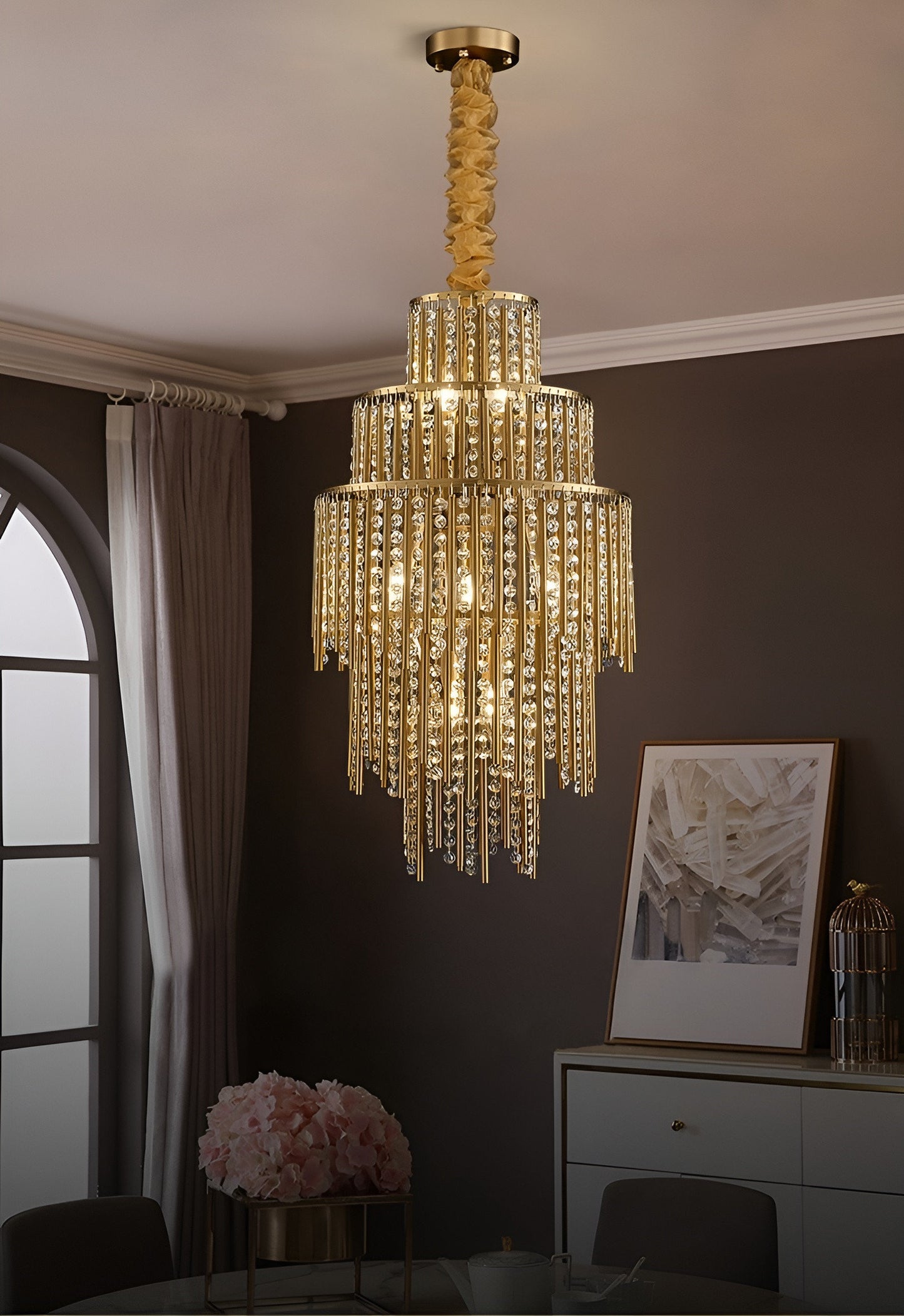 Antibes | Luxury Gold Chandelier With Crystal Balls, Warm Light, DimmableBy Miron Demid LLC