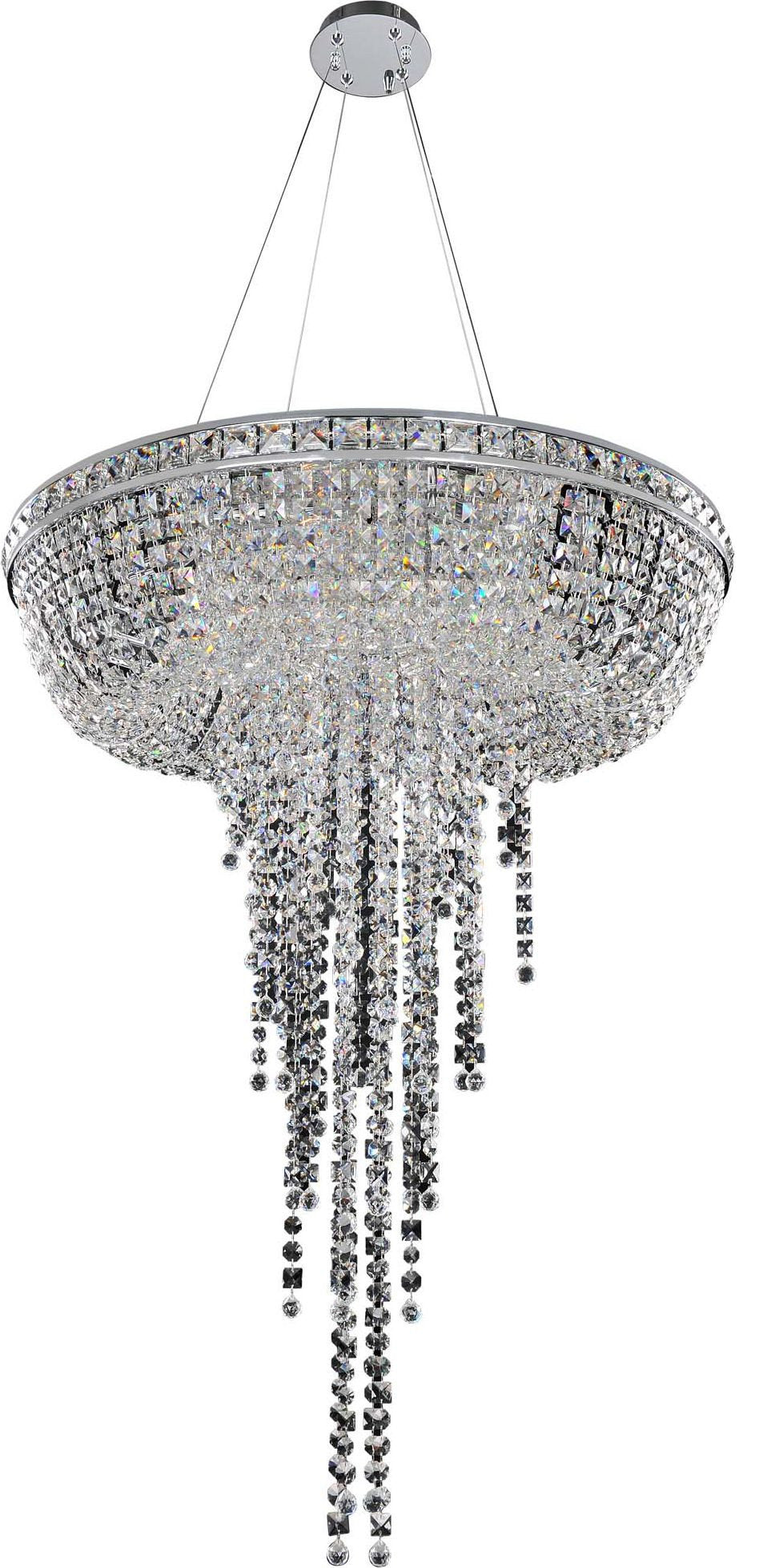 Cascata Convertible Pendant, Flush Mount, Chrome, 32"By KALCO LIGHTING